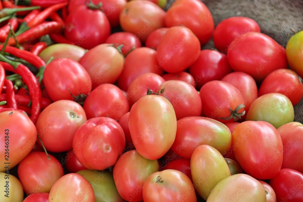 Fresh tomatoes in market.