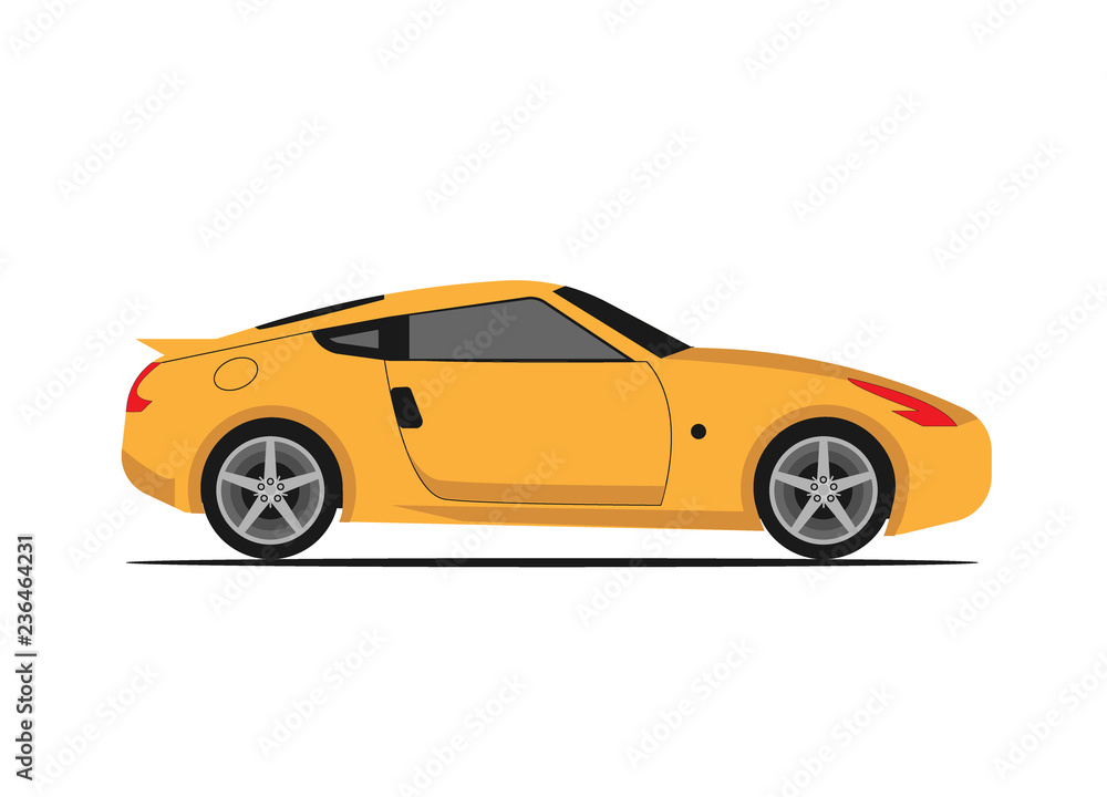 Vector illustration of yellow car, 