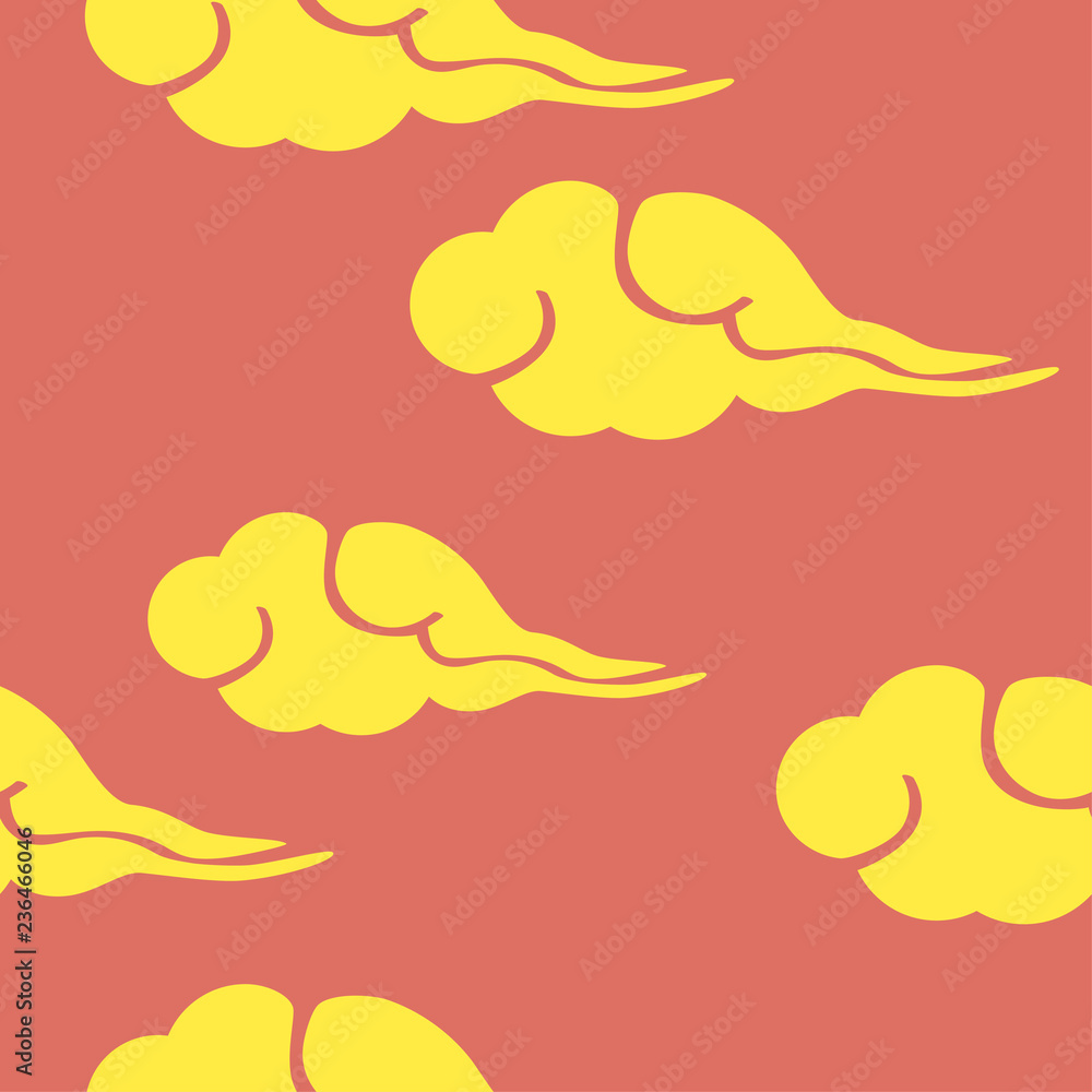 Seamless pattern of clouds, retro asian style Seamless pattern of clouds, retro asian style