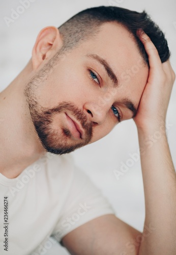 Beautiful man on a white background