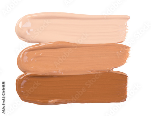 Makeup foundation smears isolated on white background