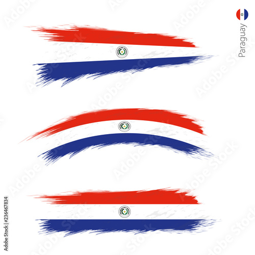 Set of 3 grunge textured flag of Paraguay