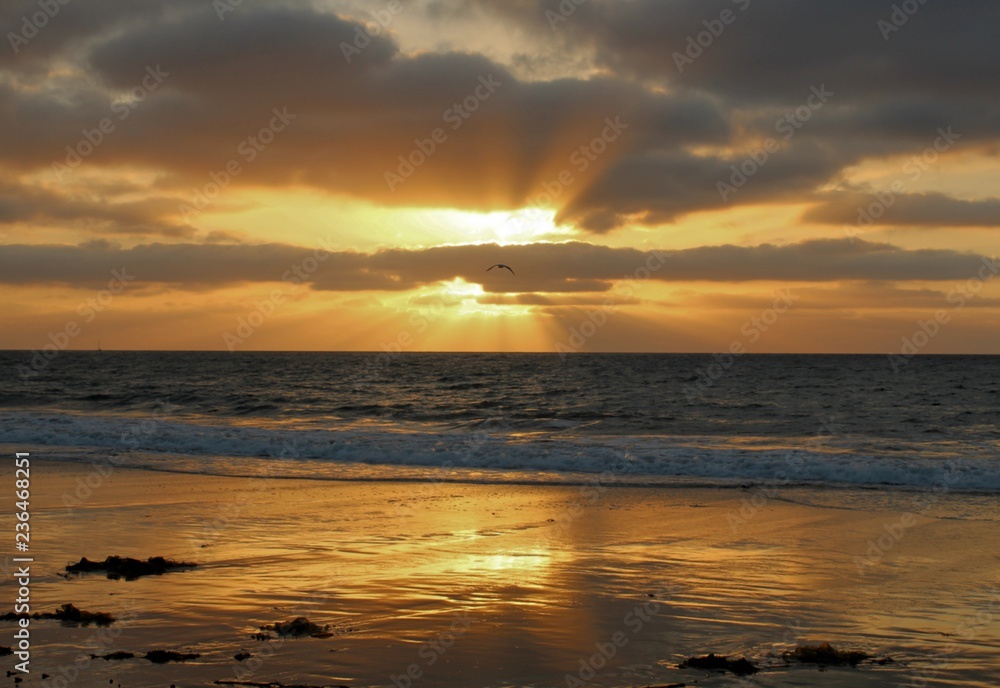 Sunset at Torrance Beach, South Bay of Los Angeles, Southern California