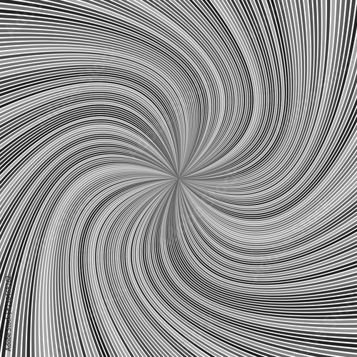 Grey psychedelic geometrcial spiral stripe background - vector curved ray graphic design