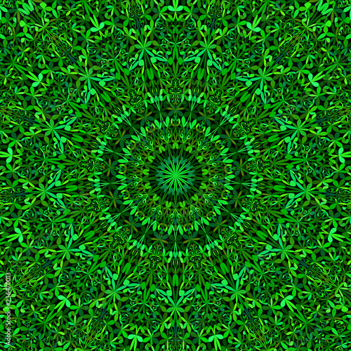 Fototapeta Naklejka Na Ścianę i Meble -  Green floral garden mandala wallpaper design - oriental abstract vector meditation background graphic