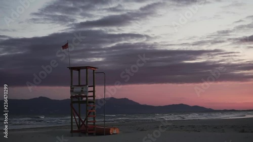 rescue post at sunset photo