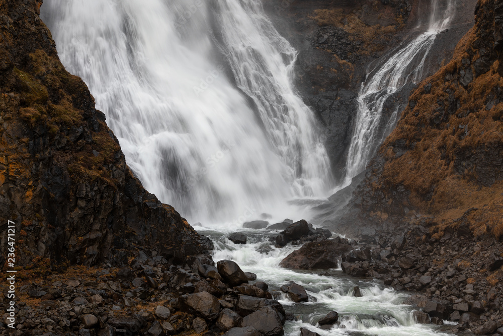 Rjukandafoss, beautiful waterfall in the north part of Iceland