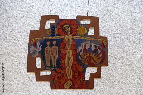 Cross by Werner Persy, Appearance of the Lord church in Munchen Blumenau, Germany photo