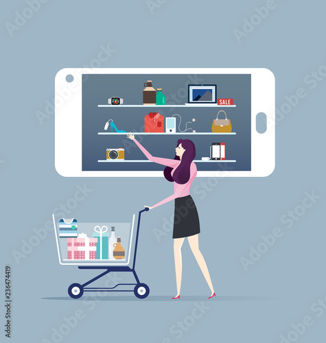 Shopping online - Woman shopping online by smartphone.