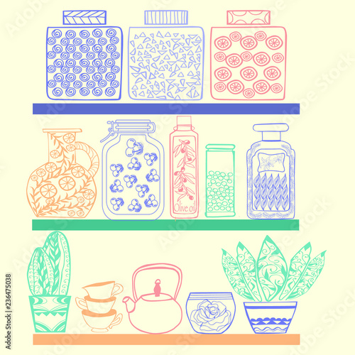 kitchen or pantry shelves with goods