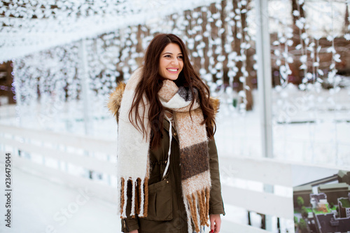 Young woman in winter park