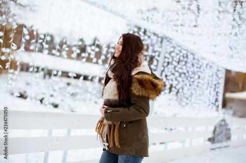 Young woman in winter park