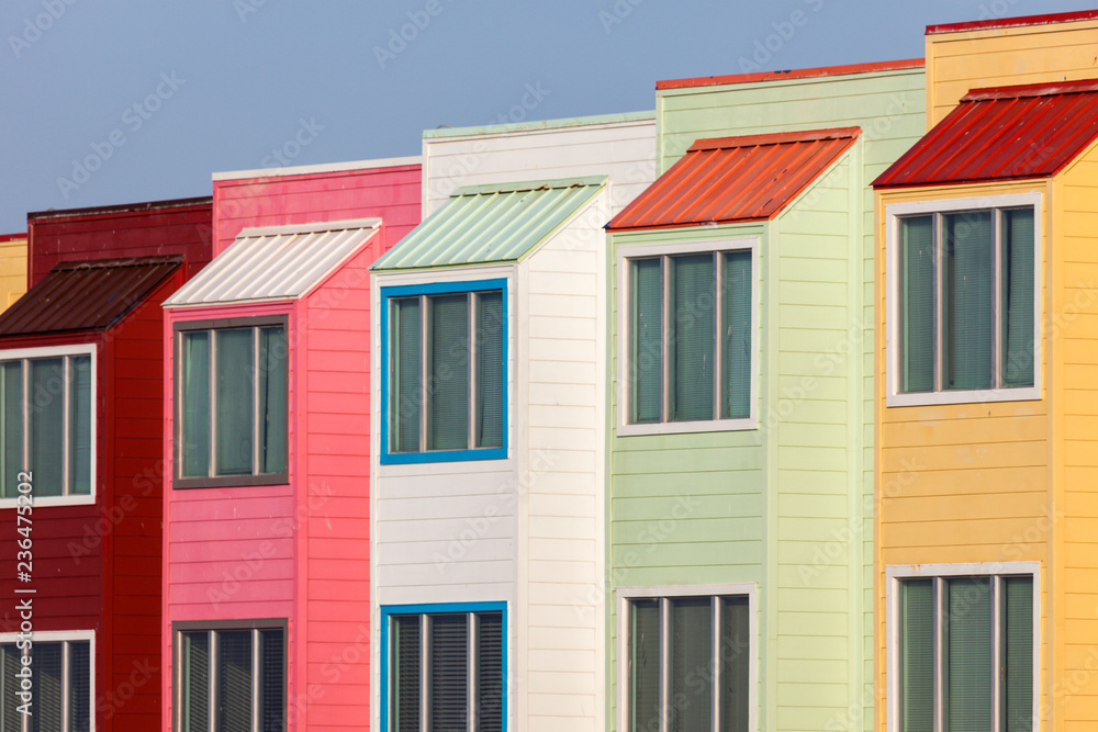 Colorful apartments by the beach in Galveston