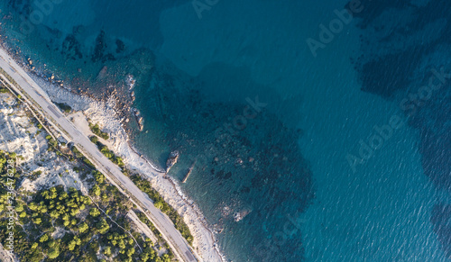 top view of mediterranean sea with drone