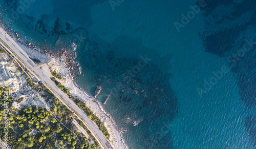 top view of mediterranean sea with drone photo