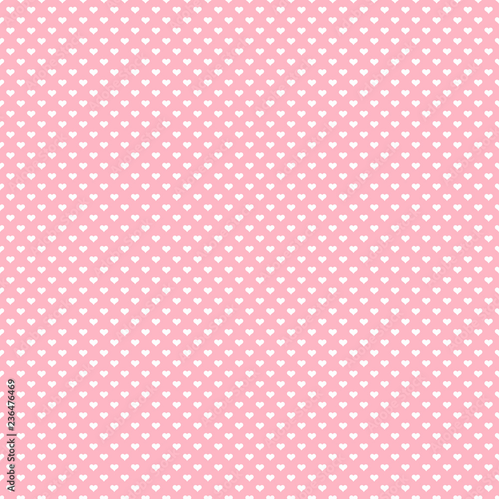 Plakat Seamless Pink & White Tiny Hearts Pattern