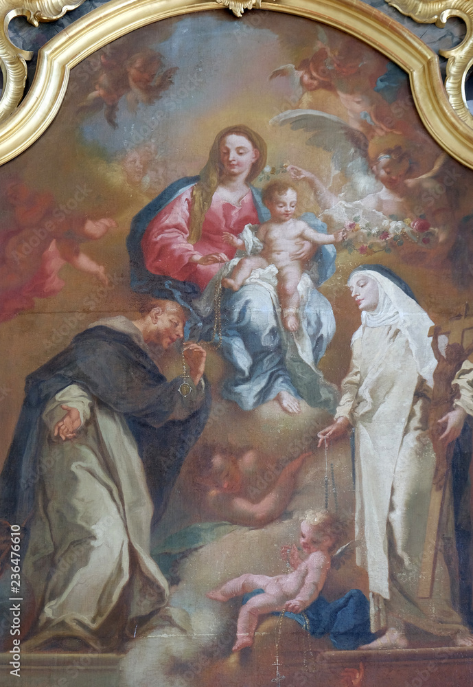 Altar of the Holy Rosary in the Saint Martin church in Unteressendorf, Germany