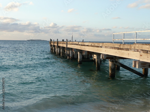 A Wooden Jetty at Jurian Bay in Western Australia during sunset