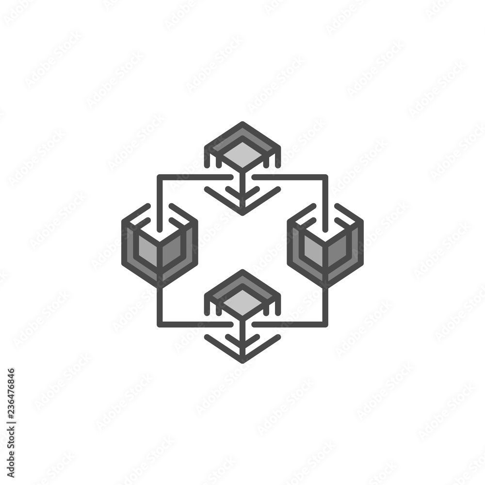 Blockchain technology vector gray icon or design element on white background Blockchain technology vector gray icon or design element on white background