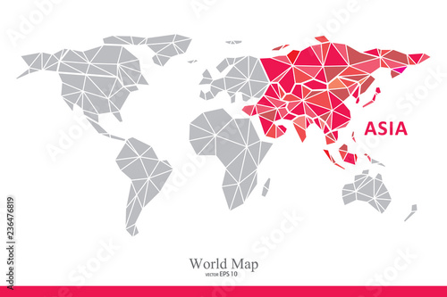 Global network mesh. Asia. Earth map. Vector illustration.