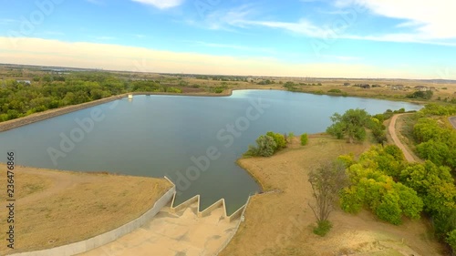 A pan over a man made reservoir in Littleton Colorado photo