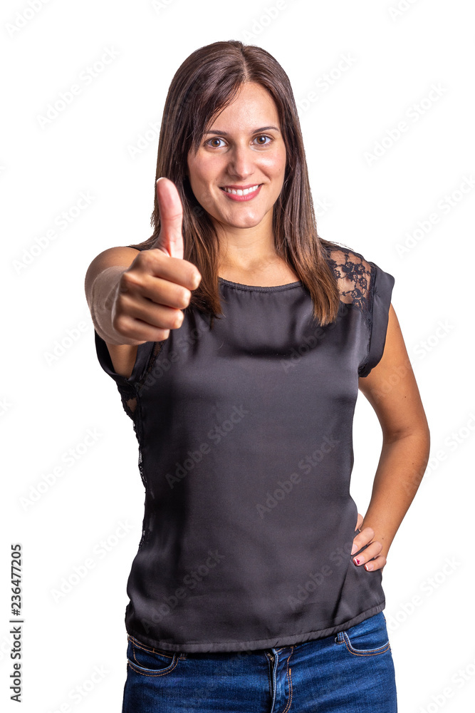 young woman made ok gesture, approved, approval isolated on a white background young woman made ok gesture, approved, approval isolated on a white background