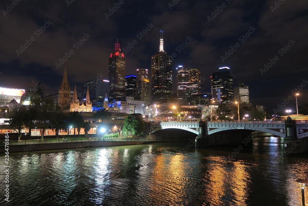 Melbourne Skyline bei Nacht - Australien Melbourne Skyline bei Nacht - Australien