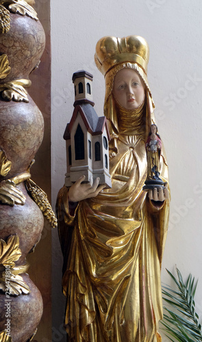Saint Hedwig of Silesia statue on the Holy Family altar in Maria im Grunen Tal pilgrimage church in Retzbach in the Bavarian district of Main-Spessart, Germany photo