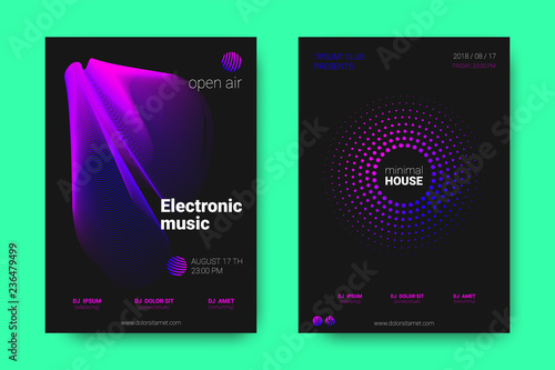 Music Posters with Equalizer and Wave Distorted Circles.