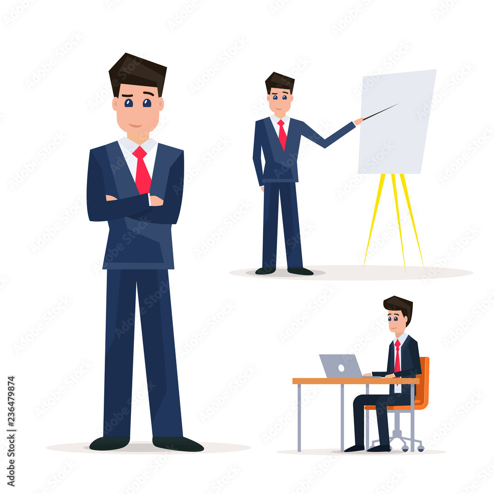 Set of Businessman character design. Businessman with flipchart. Set of Businessman character design. Businessman with flipchart.