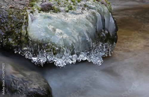 Crystal, clear, water, icicles, cold, morning, creek, Saidė, winter freezing, frozen, river, flow photo