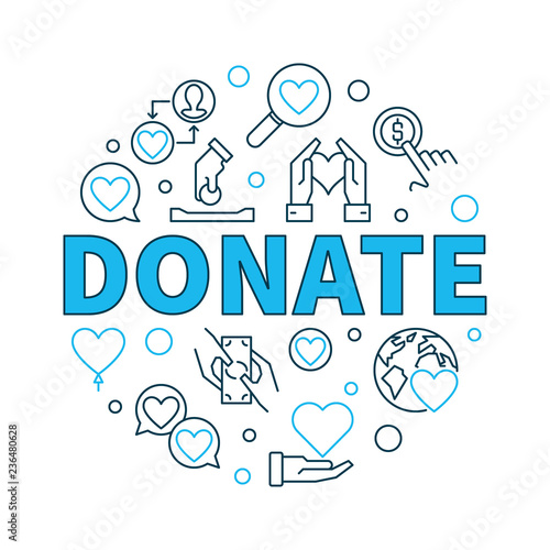 Donate round vector creative linear illustration on white background