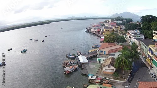 Aerial scene of the Caieiras Islands (Ilha das Caieiras), Vitória - ES. Natural and urban landscape.