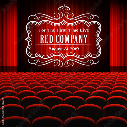 Premium red curtains stage