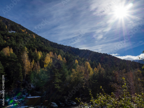 Tablou pe pânză Paisaje de Engolasters es un lago en la parroquia de Encamp en el principado de