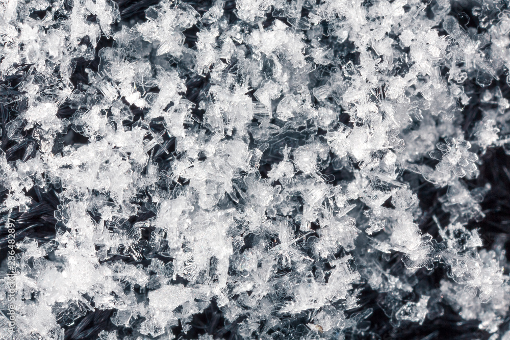 White ice crystals.