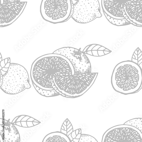 orange, lemon seamless fruit pattern © Mykyta