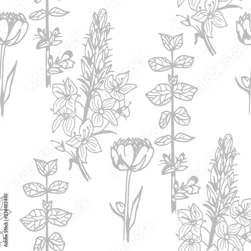 Fototapeta Naklejka Na Ścianę i Meble -  seamless floral pattern with wild flower