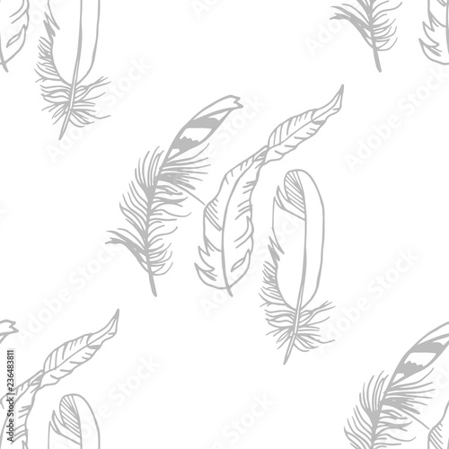 Canvas Print Mockingjay feather seamless pattern hand drawn sketch