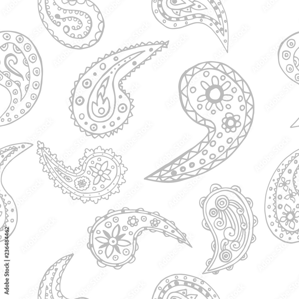 paisley seamless pattern, hand drawn indian cucumber, sketch paisley seamless pattern, hand drawn indian cucumber, sketch