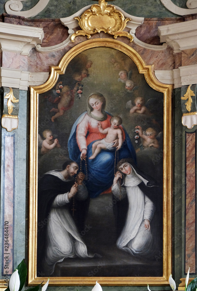 Our Lady of Holy Rosary, altarpiece in the Saint George church in Luson, Italy