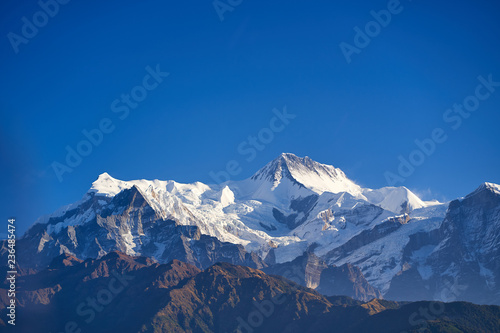 Annapurna South Peak and pass in the Himalaya mountains  Annapurna region  Nepal