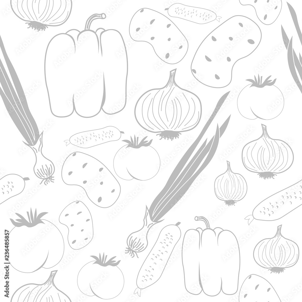 vegetable seamless pattern onion, tomato, paprika, potatoes