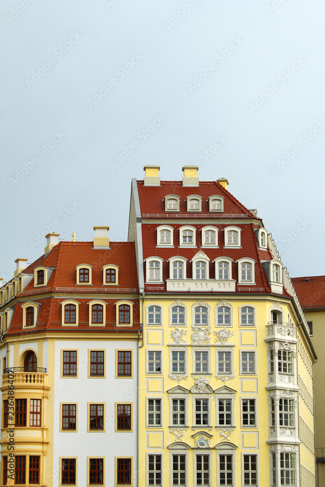 Colorful houses in the Old Town center of Dresden, Germany