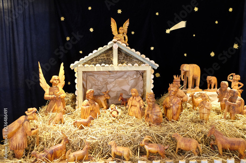 Nativity scene, exhibition of mangers in the gallery Klovicevi dvori in Zagreb, Croatia  photo