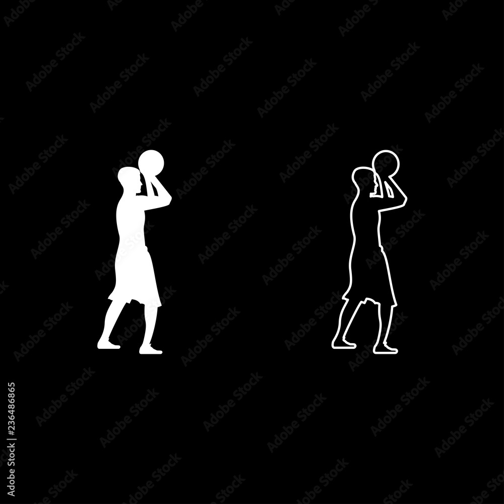 Basketball player throws a basketball Man shooting ball side view icon