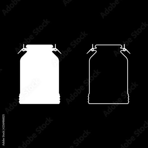 Milk can container icon set white color illustration flat style simple image