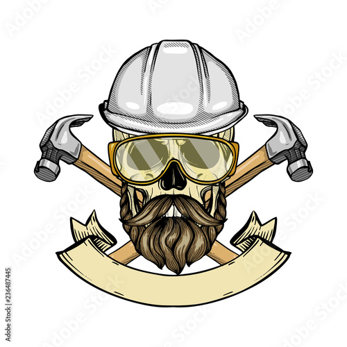 Hand drawn sketch, color skull