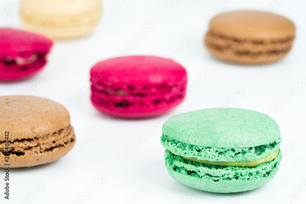 colorful macaroons on white background colorful macaroons on white background