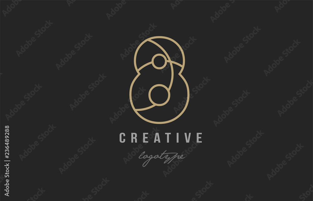 black and yellow gold number 8 logo company icon design - obrazy, fototapety, plakaty 